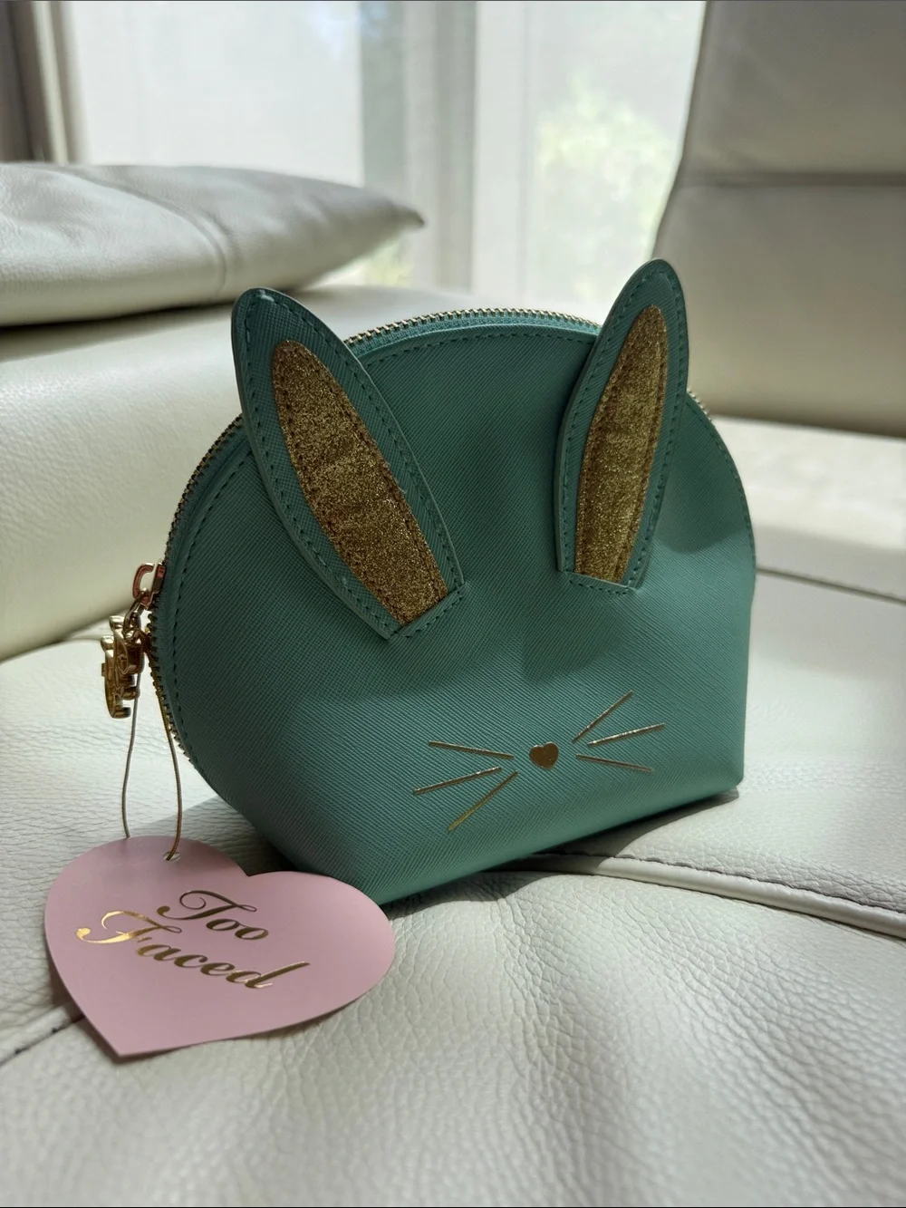 Too Faced Teal Cool‎ Not Cruel Bunny Makeup Bag